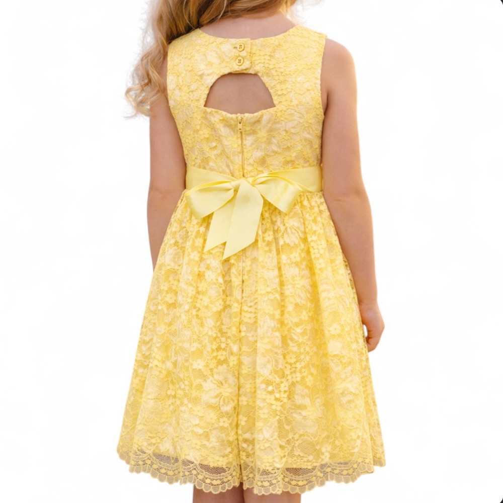 Place Yellow Lace Kids Formal Dress - Picture 2 of 10
